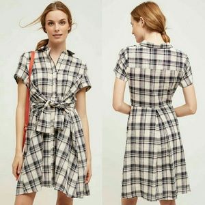 Anthropologie Blue and pink plaid Dress